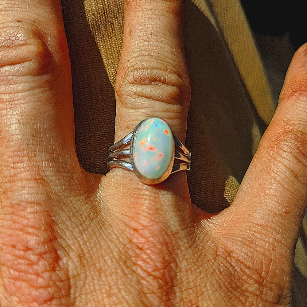 Stunning Ethiopian Opal set in sleek 925 stamped silver